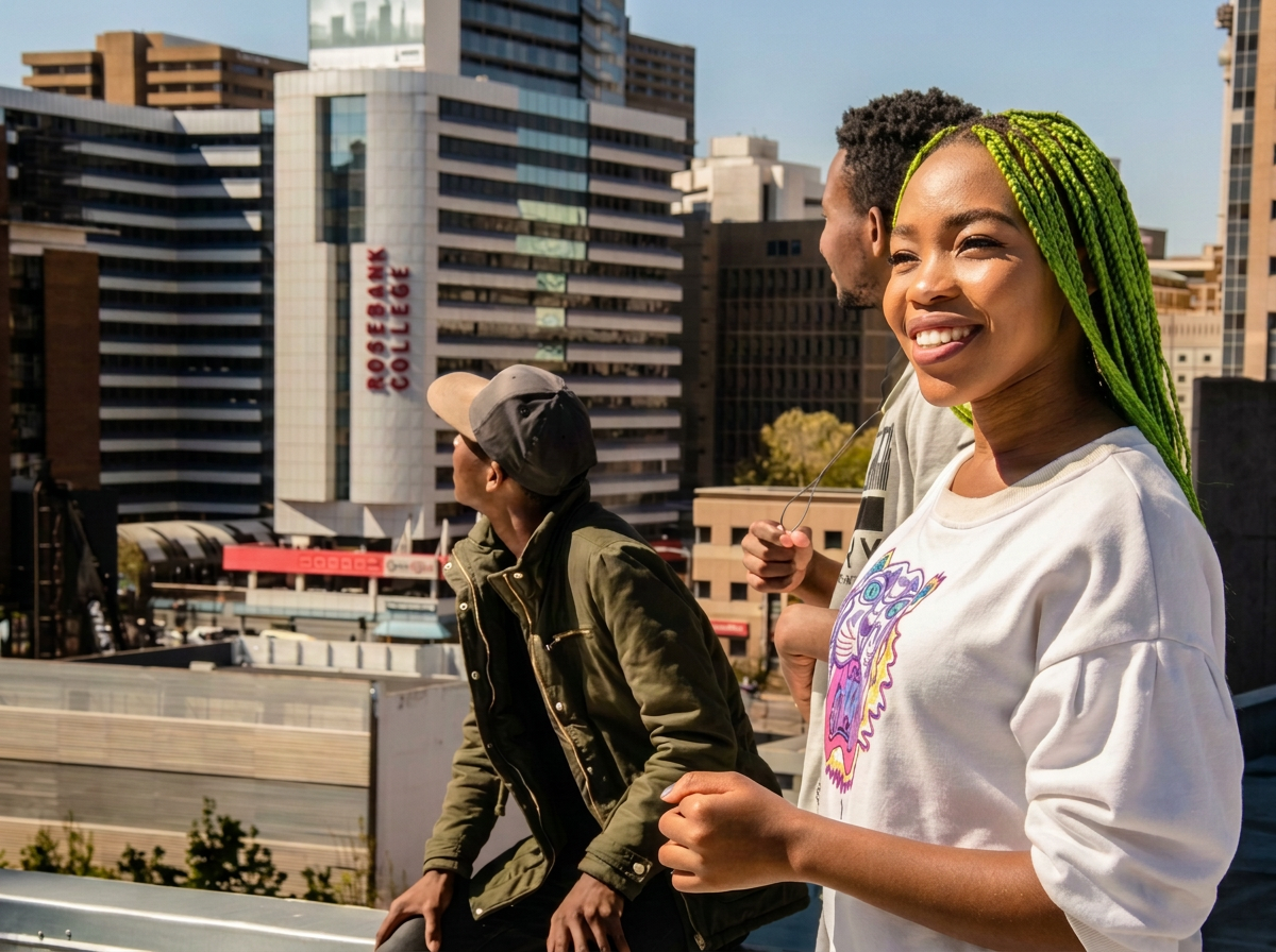 Young Johannesburg students enjoying time together in the city